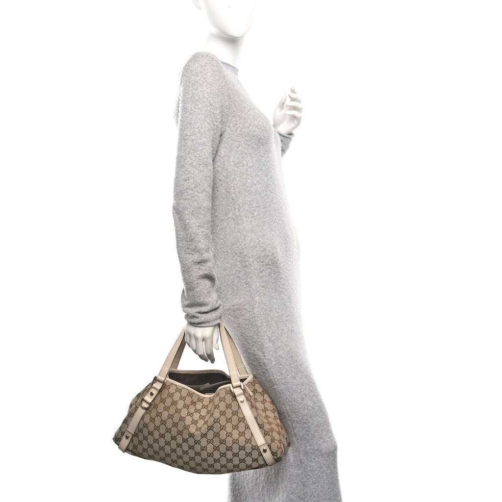 Gucci Monogram Medium Abbey Shoulder Bag Off White