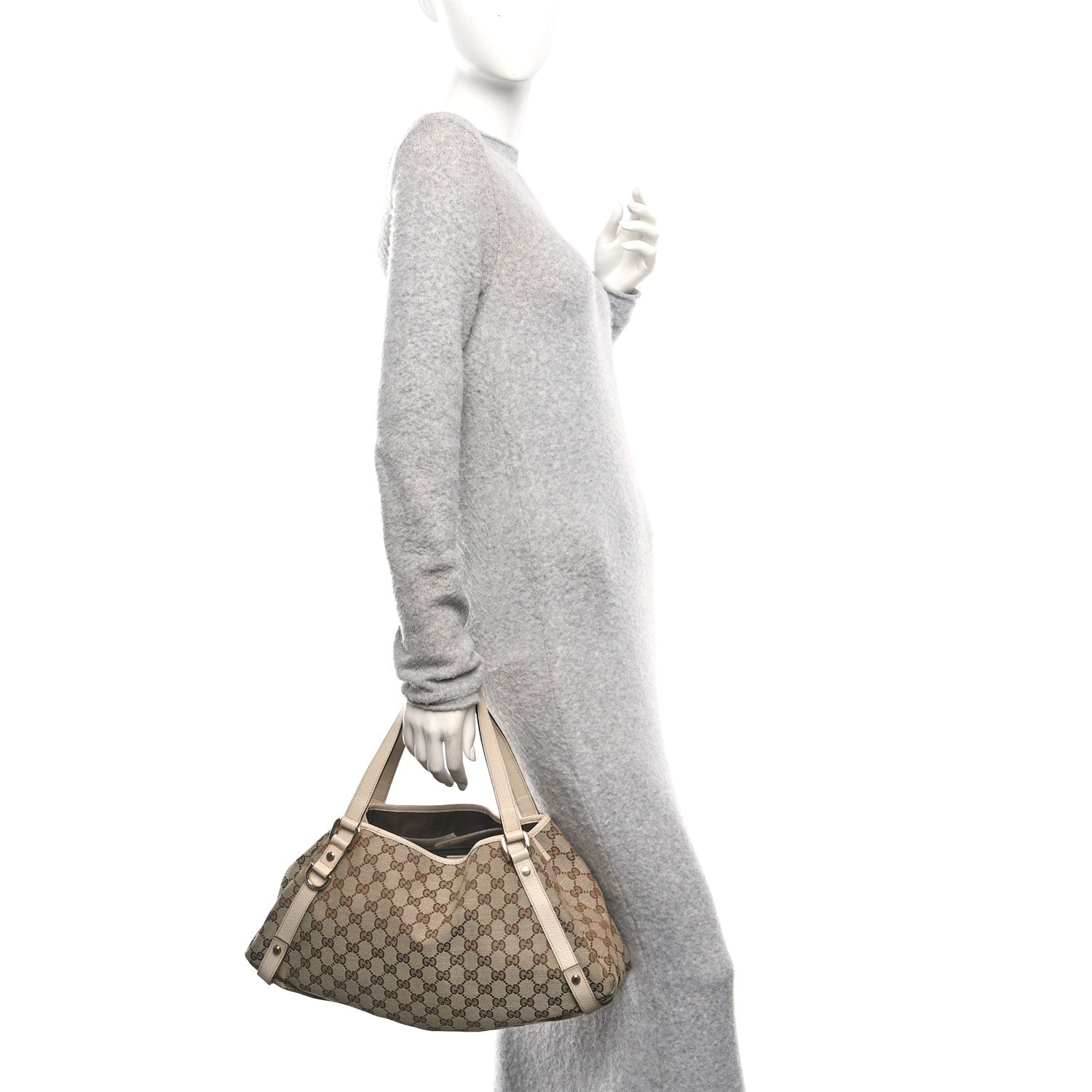 Gucci Monogram Medium Abbey Shoulder Bag Off White