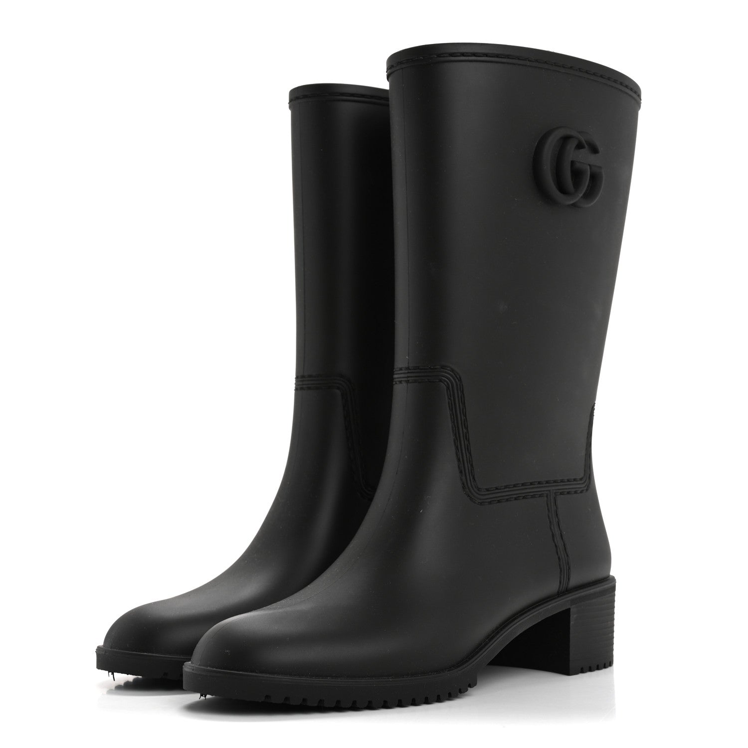 Gucci Rubber Double G Womens Rain Boots 37 Black