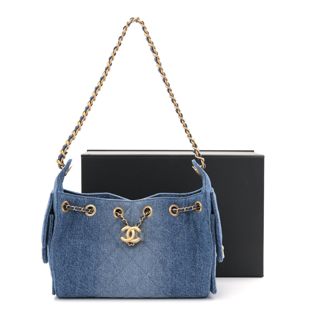 Chanel Washed Denim Quilted Mini Chanel 25 Handbag Blue