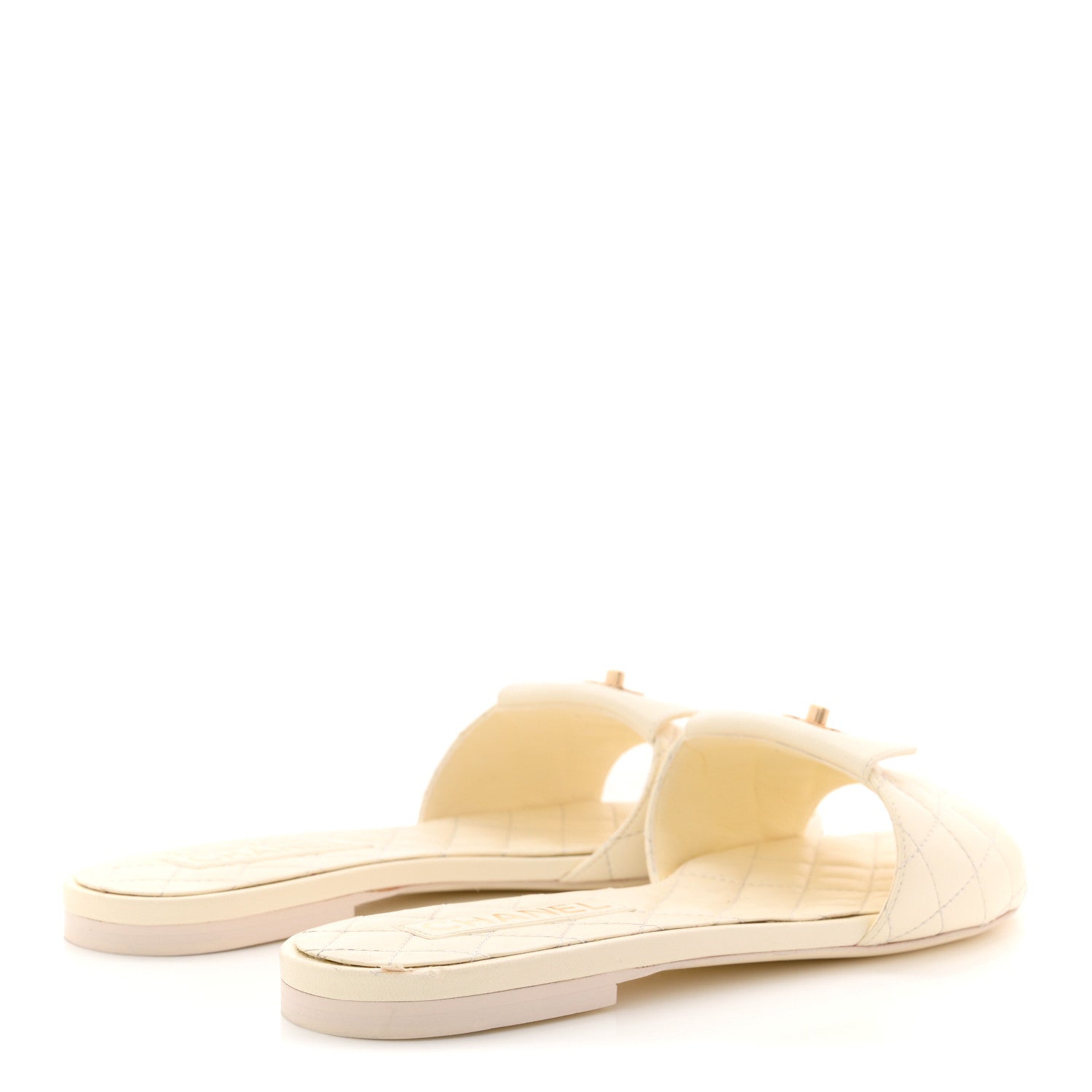 Lambskin Quilted CC Turnlock Sandals 41 Ivory