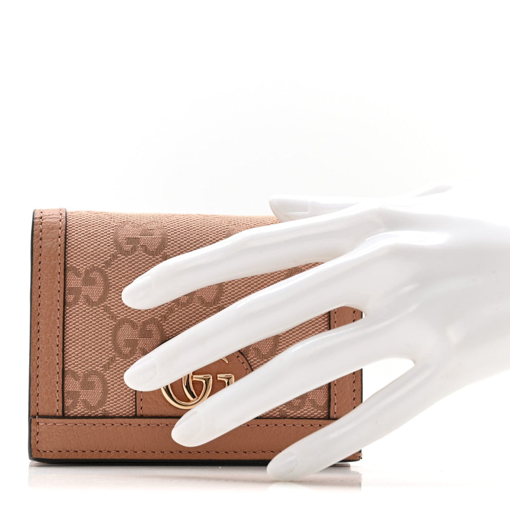 Gucci Monogram Textured Dollar Calfskin Card Case Cloche Rose Pink