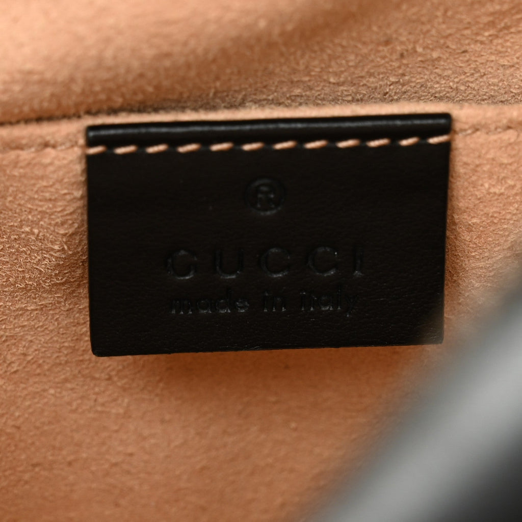 Gucci Calfskin Matelasse Small GG Marmont Chain Shoulder Bag Black