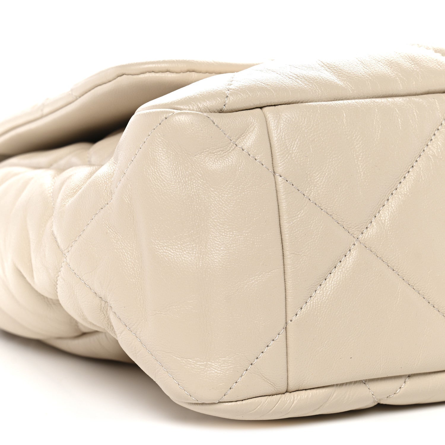 Chanel Goatskin Quilted Maxi Chanel 19 Flap Beige