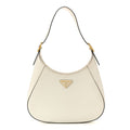 Prada Brushed Calfskin Cleo Adjustable Strap Shoulder Bag White