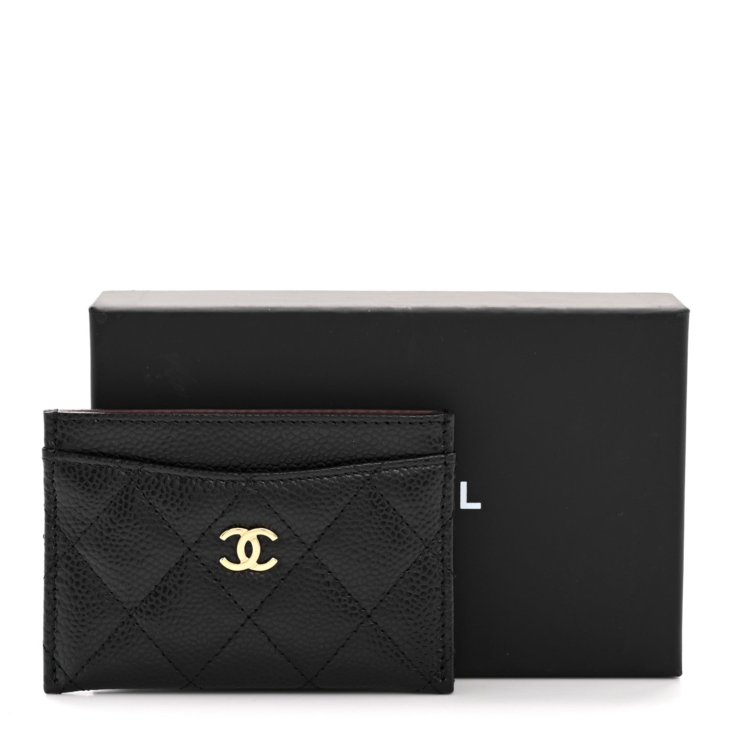 Caviar Quilted Card Holder Black