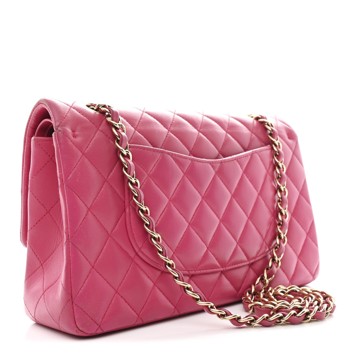 Chanel Lambskin Quilted Medium Double Flap Fuchsia