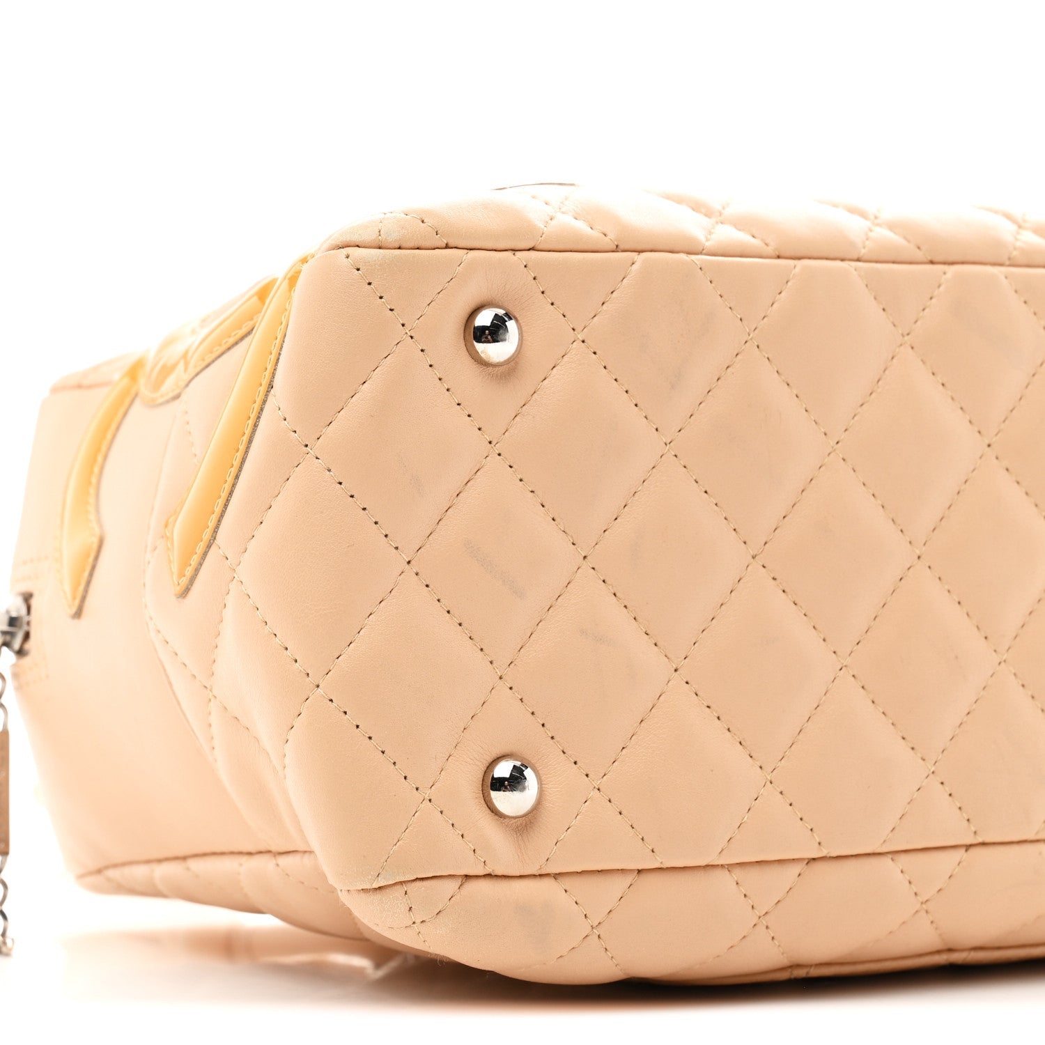 Chanel Calfskin Quilted Cambon Quilted Large Bowler Beige