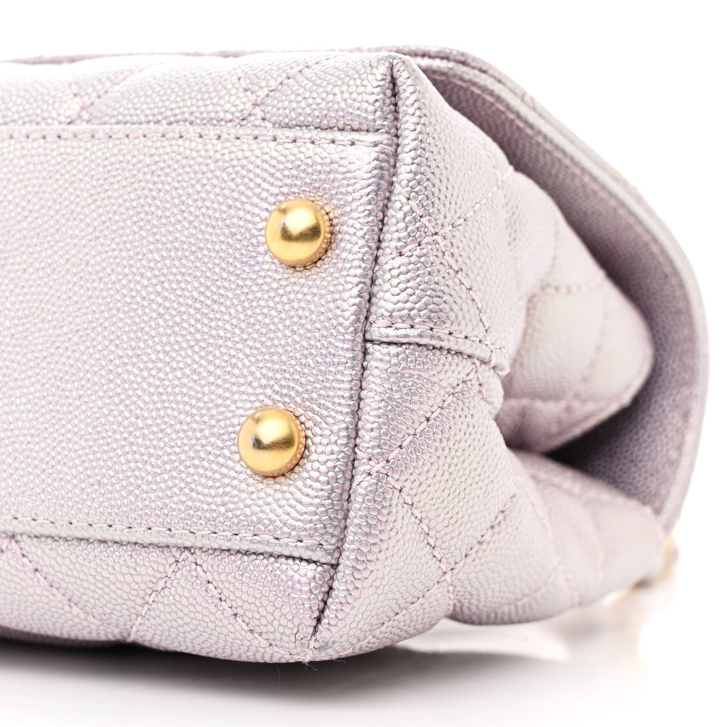 Chanel Metallic Caviar Quilted Extra Mini Coco Handle Flap Light Pink