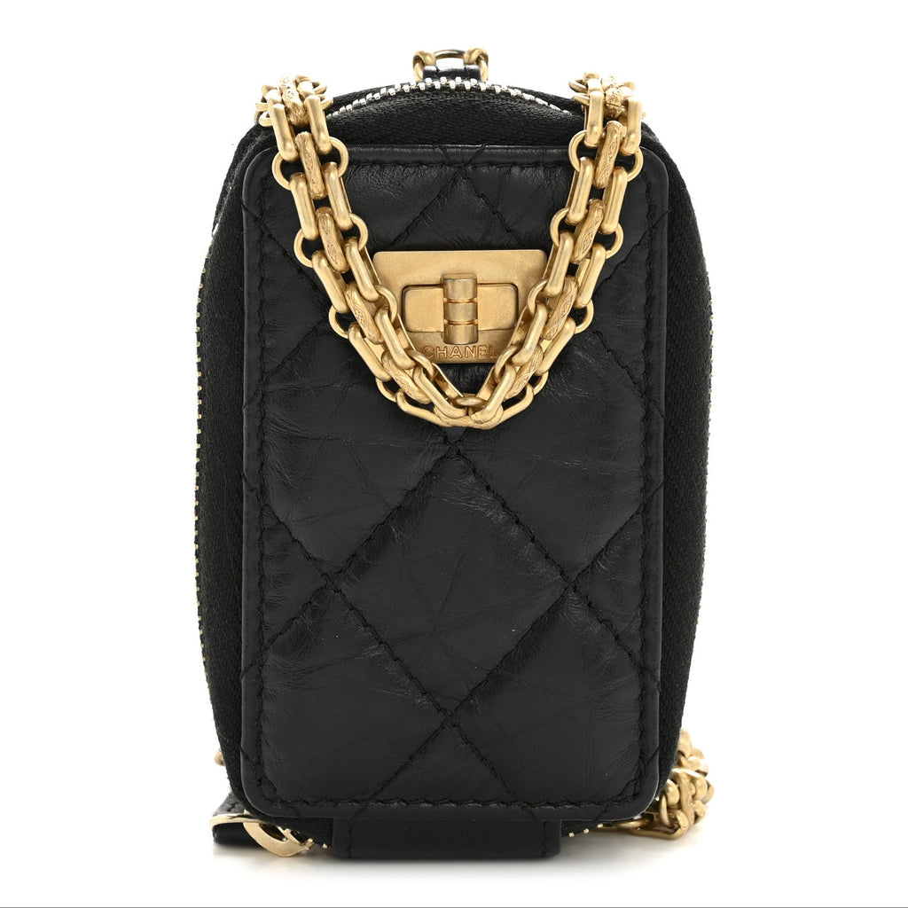Chanel Aged Calfskin Quilted 2.55 Reissue Clutch With Chain Black