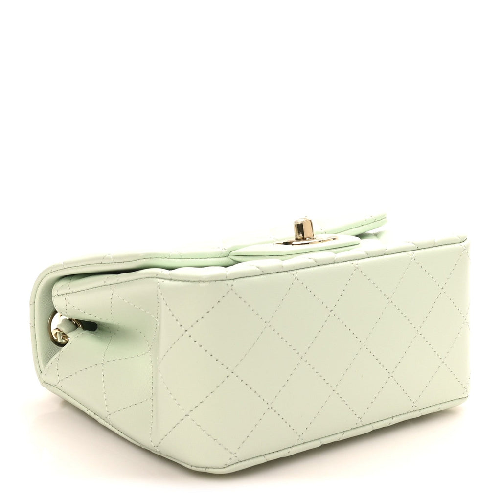 Chanel Lambskin Quilted Mini Square Flap Light Green