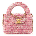 Chanel Tweed Quilted Mini Nano Kelly Shopper Pink