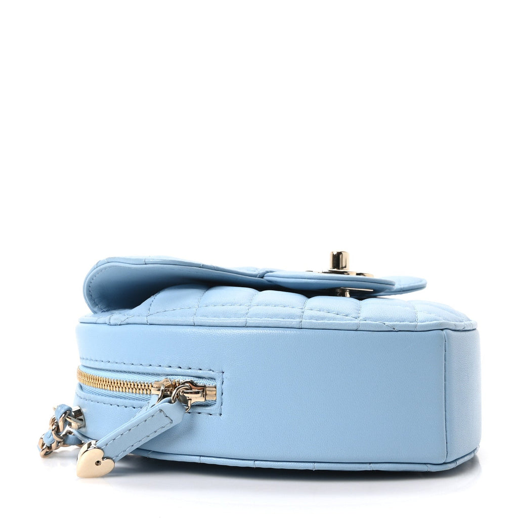 Chanel Lambskin Quilted CC In Love Heart Bag Light Blue