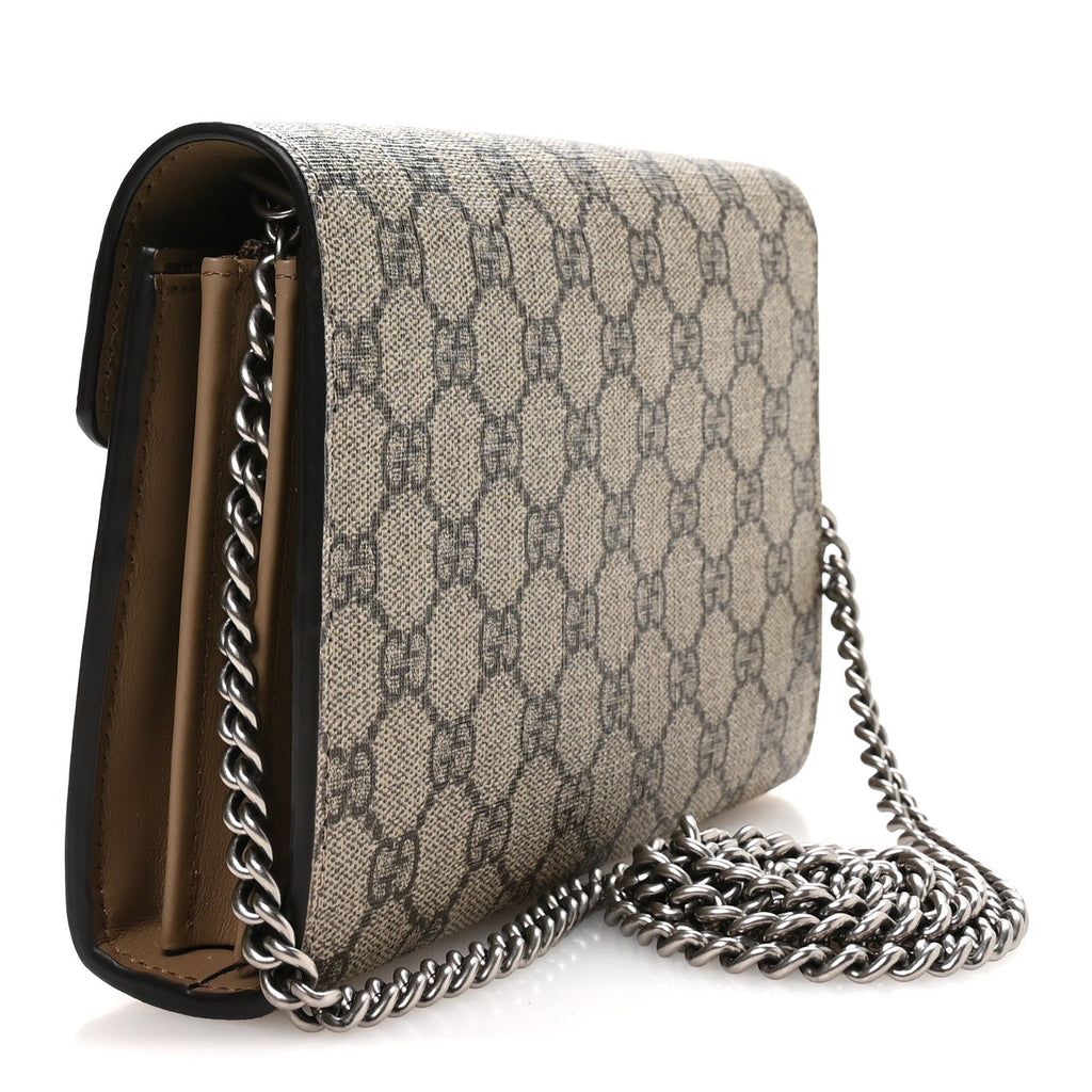 Gucci GG Supreme Monogram Mini Dionysus Chain Wallet Beige Taupe