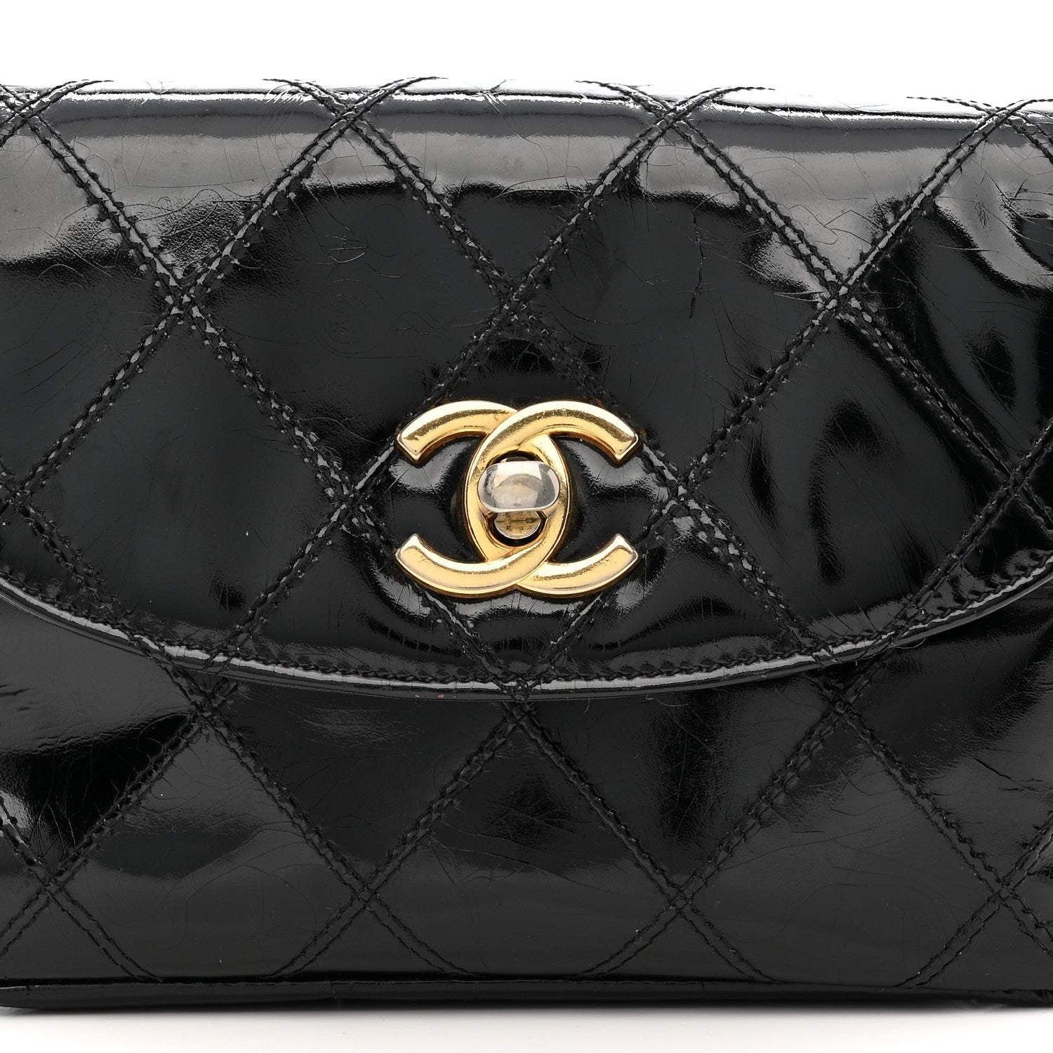 Chanel Patent Flap Waist Belt Bag Black