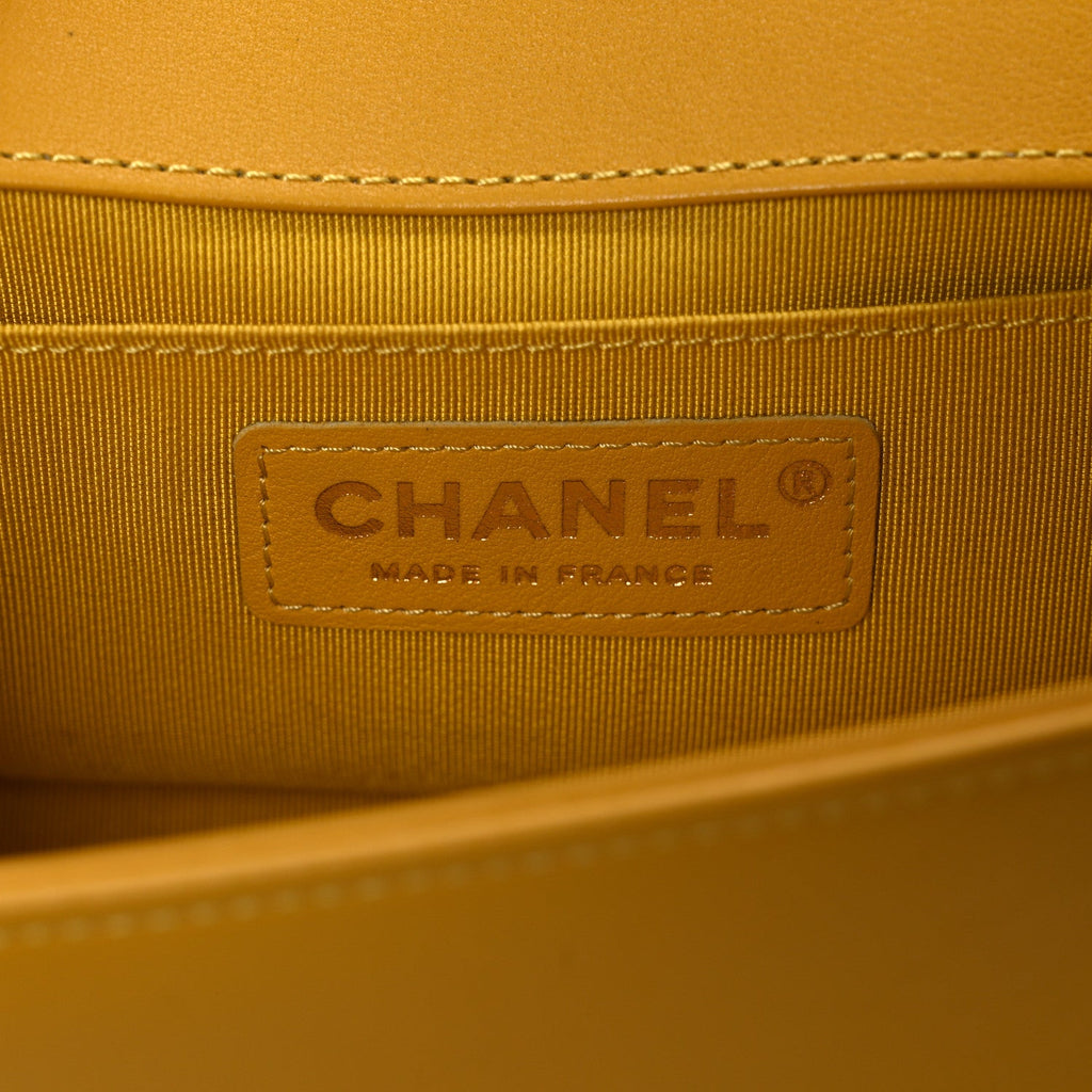 Chanel Lambskin Quilted Small Boy Flap Yellow