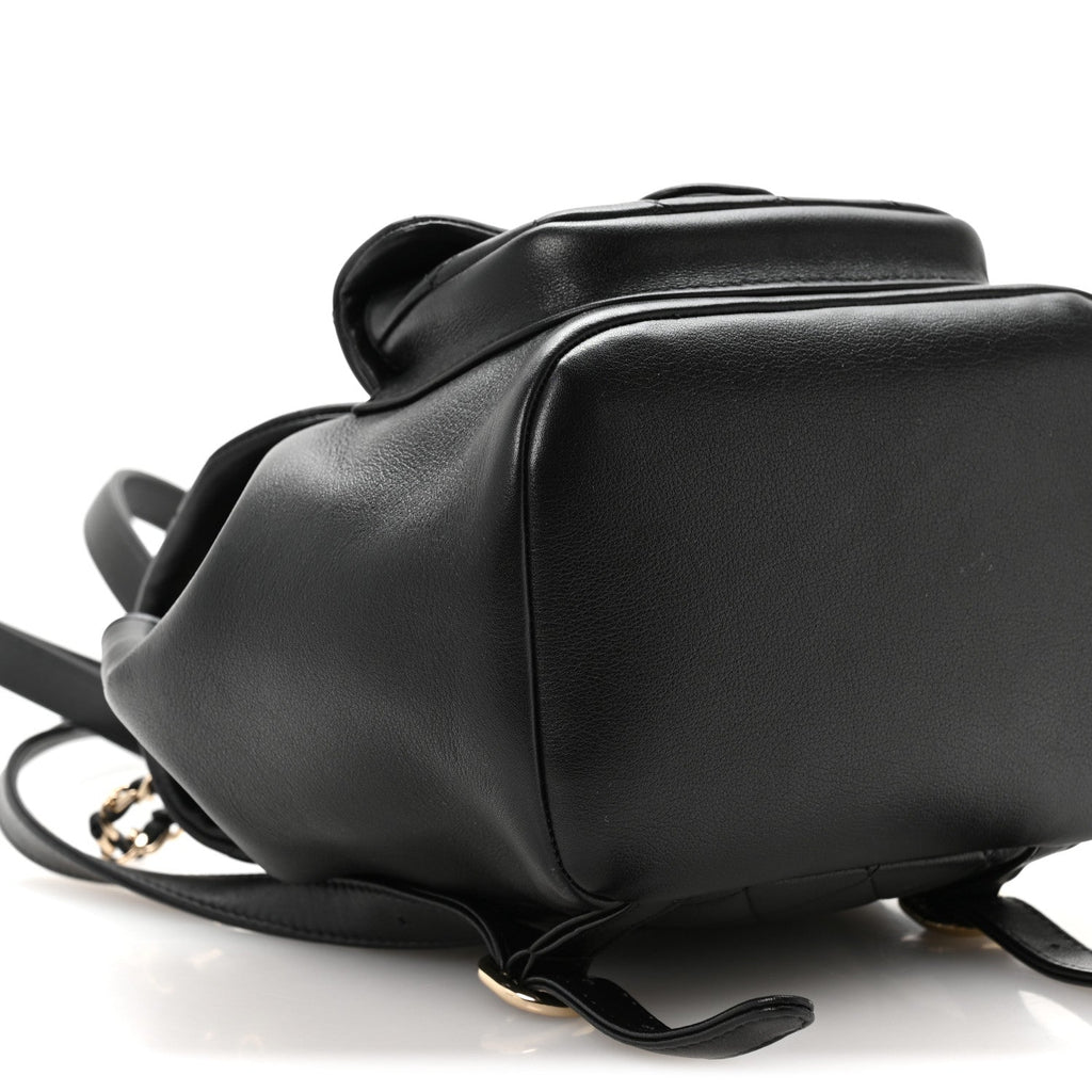 Chanel Glazed Aged Calfskin Quilted Small Duma Drawstring Backpack Black