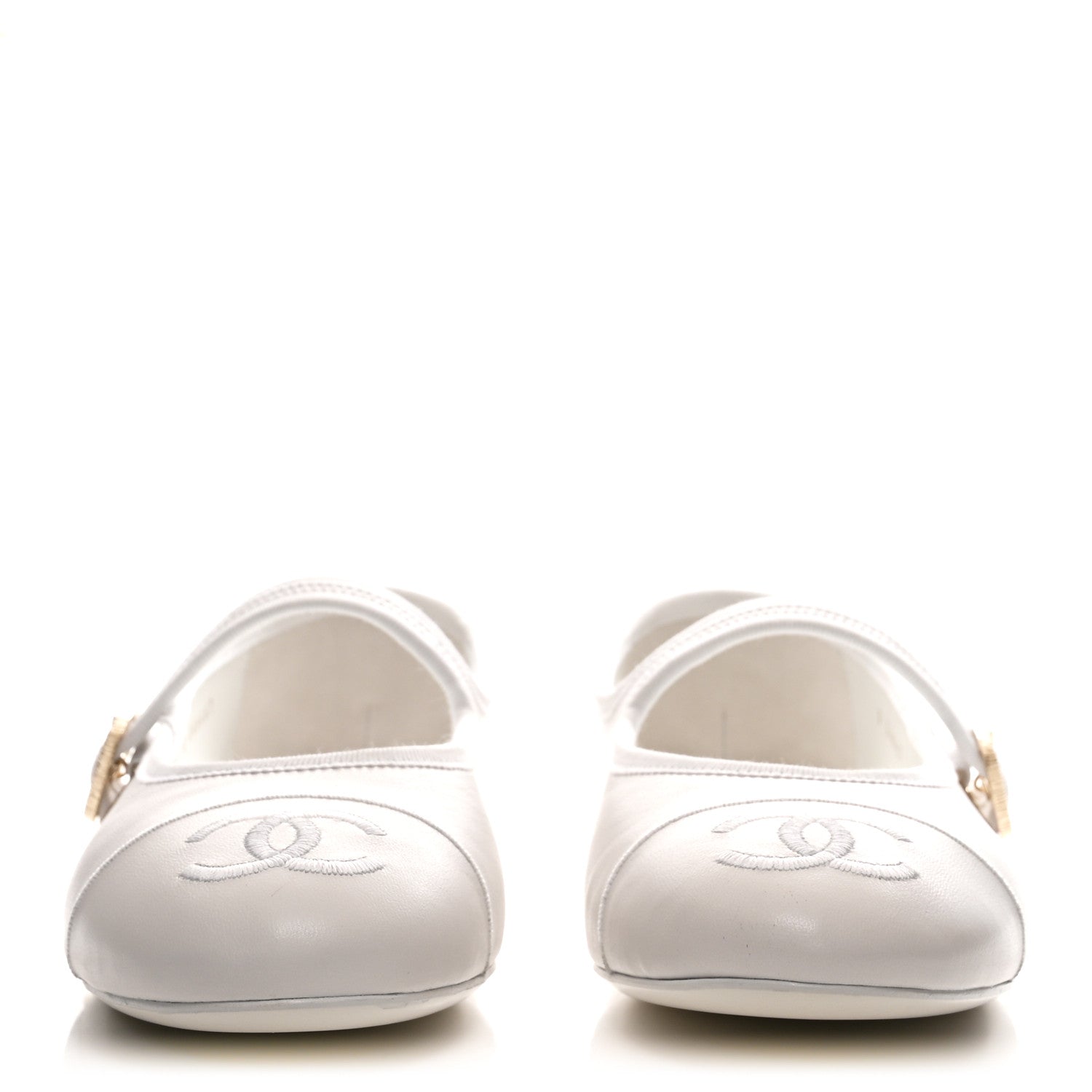 Lambskin Mary Jane Flats 38.5 White