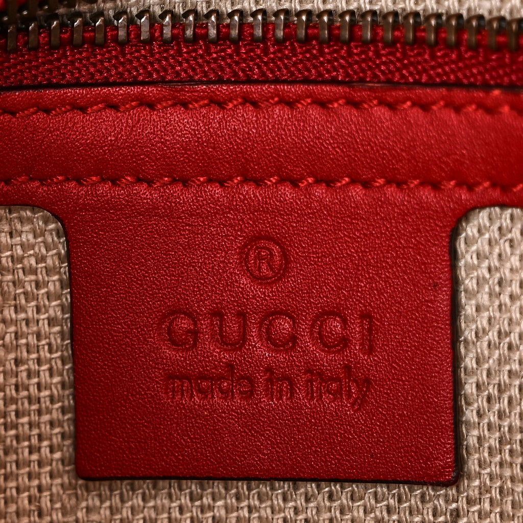 Gucci Monogram Ruinart Calfskin Medium Lady Web Shoulder Bag Beige Ebony Hibiscus Red