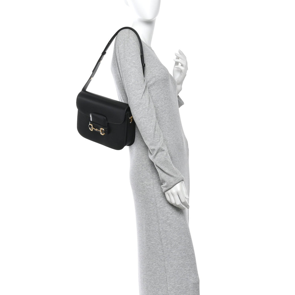 Gucci Azalea Calfskin Horsebit 1955 Shoulder Bag Black