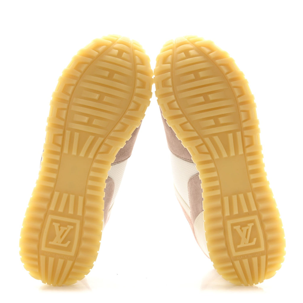 Louis Vuitton Suede Mesh Run Away Sneakers 35.5 White Grey