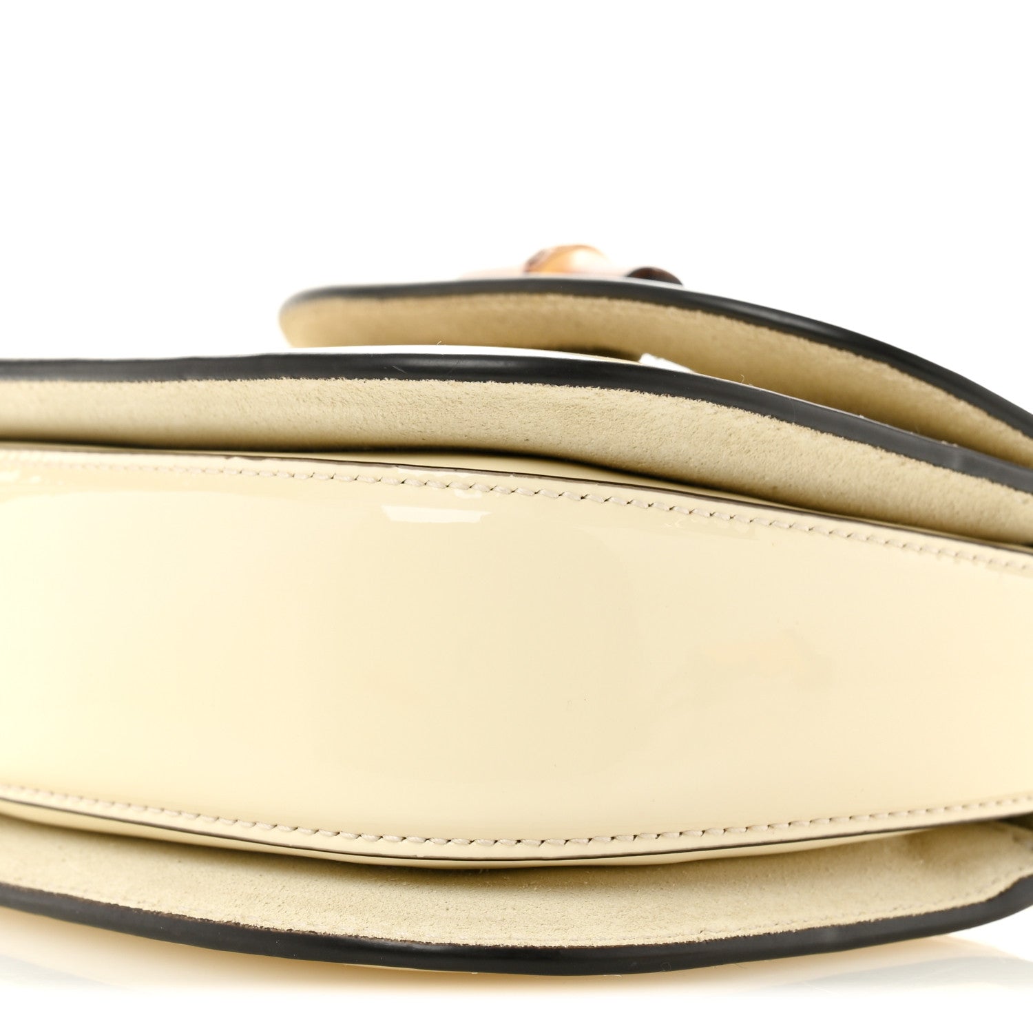 Gucci Patent Crystal Mini Bamboo 1947 Top Handle Chain Bag White