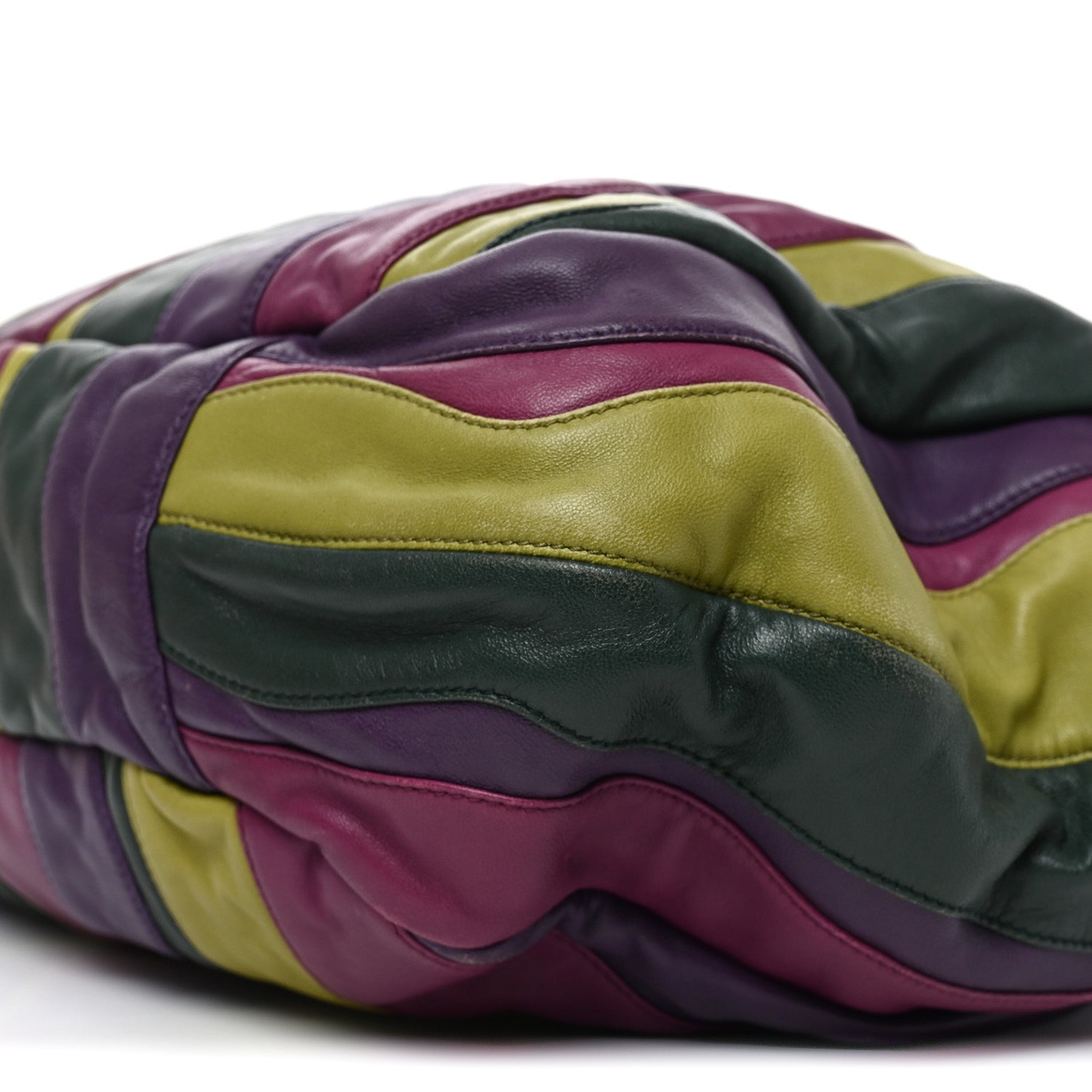 Prada Nappa Trembled Blossoms Stripes Shoulder Bag Viola Alloro