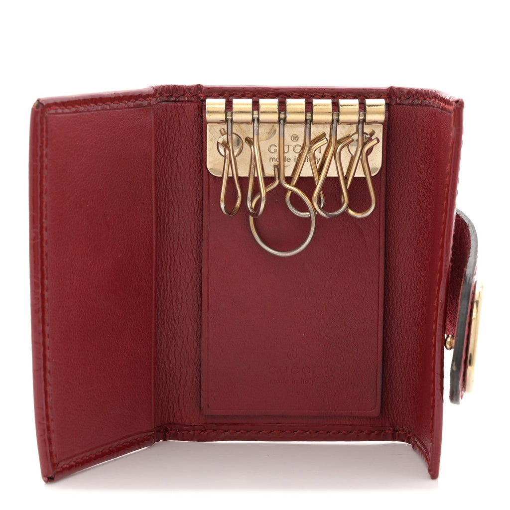 Gucci Patent Microguccissima Heart 6 Key Holder Case Red