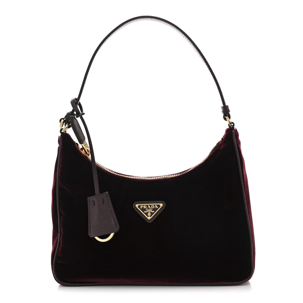 Prada Velvet Mini Re-Edition 2005 Shoulder Bag Red