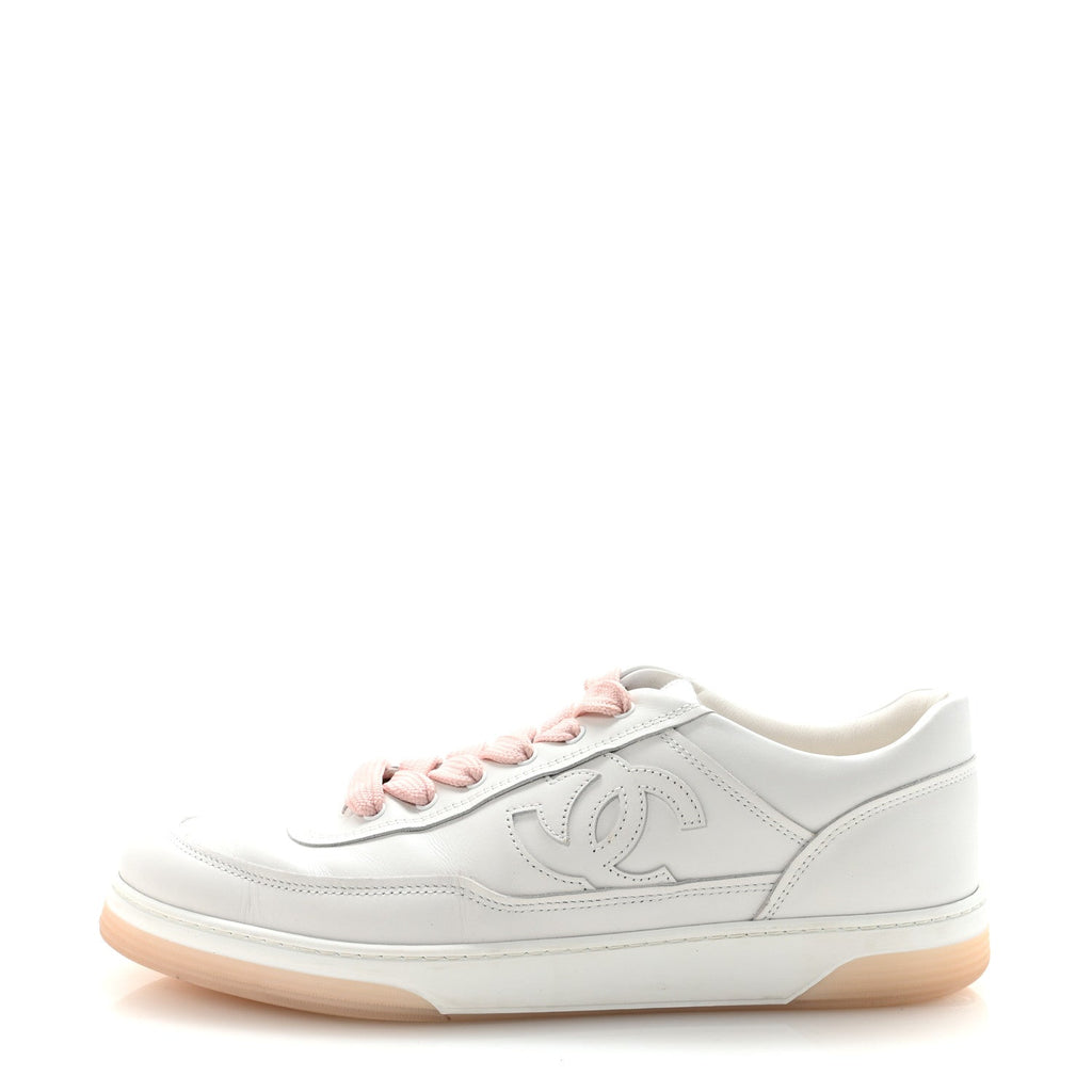 Calfskin Womens CC Sneakers 36 White Light Pink