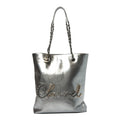 Chanel Metallic Crumpled Calfskin Chain 20s Signe Tote Silver