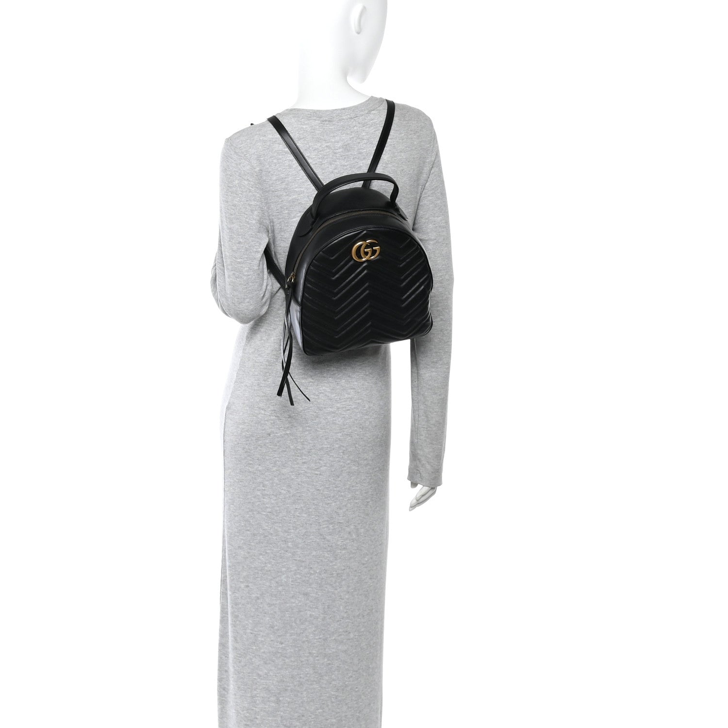 Gucci Calfskin Matelasse GG Marmont Dome Backpack Black