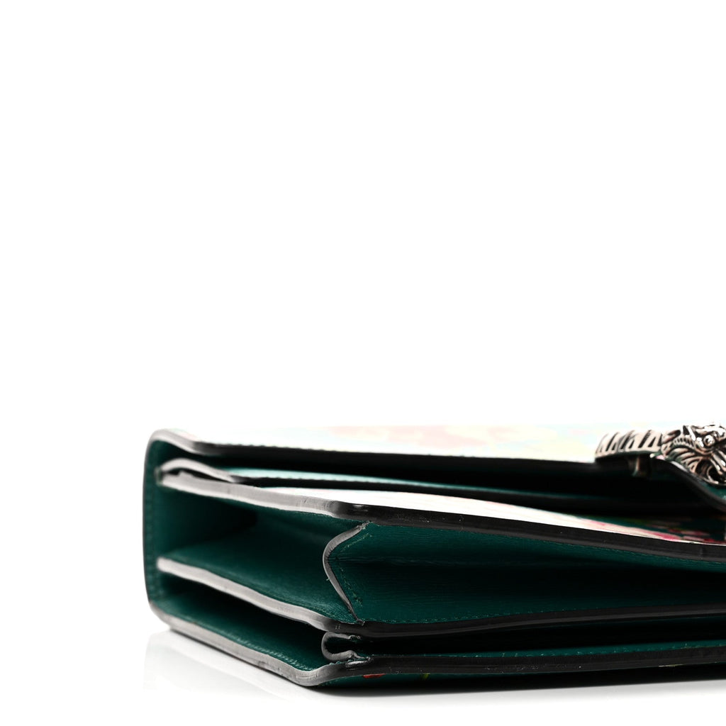 Gucci Calfskin Blooms Print Medium Dionysus Shoulder Bag Bright Emerald Multicolor