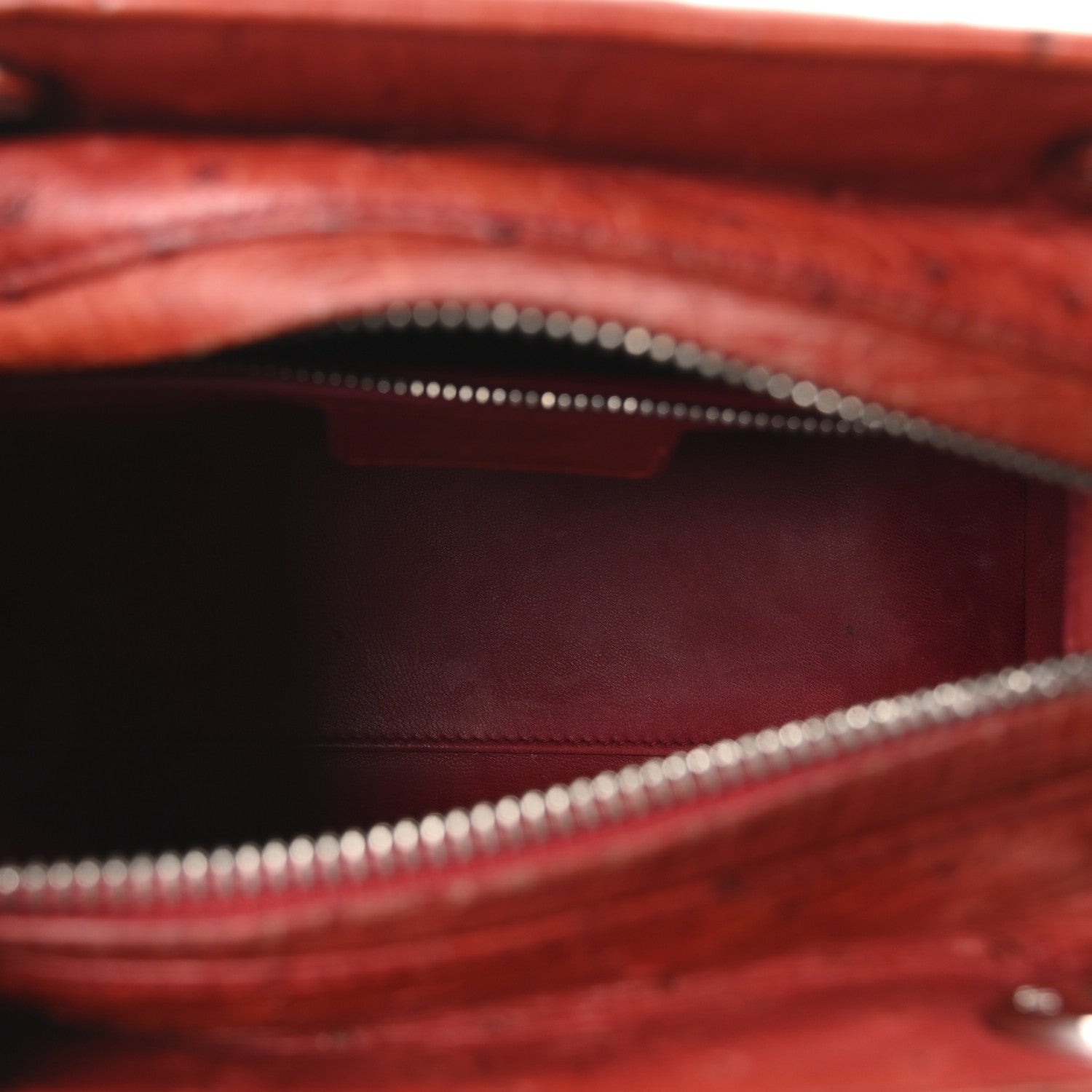 Christian Dior Ostrich Medium Lady Dior Red