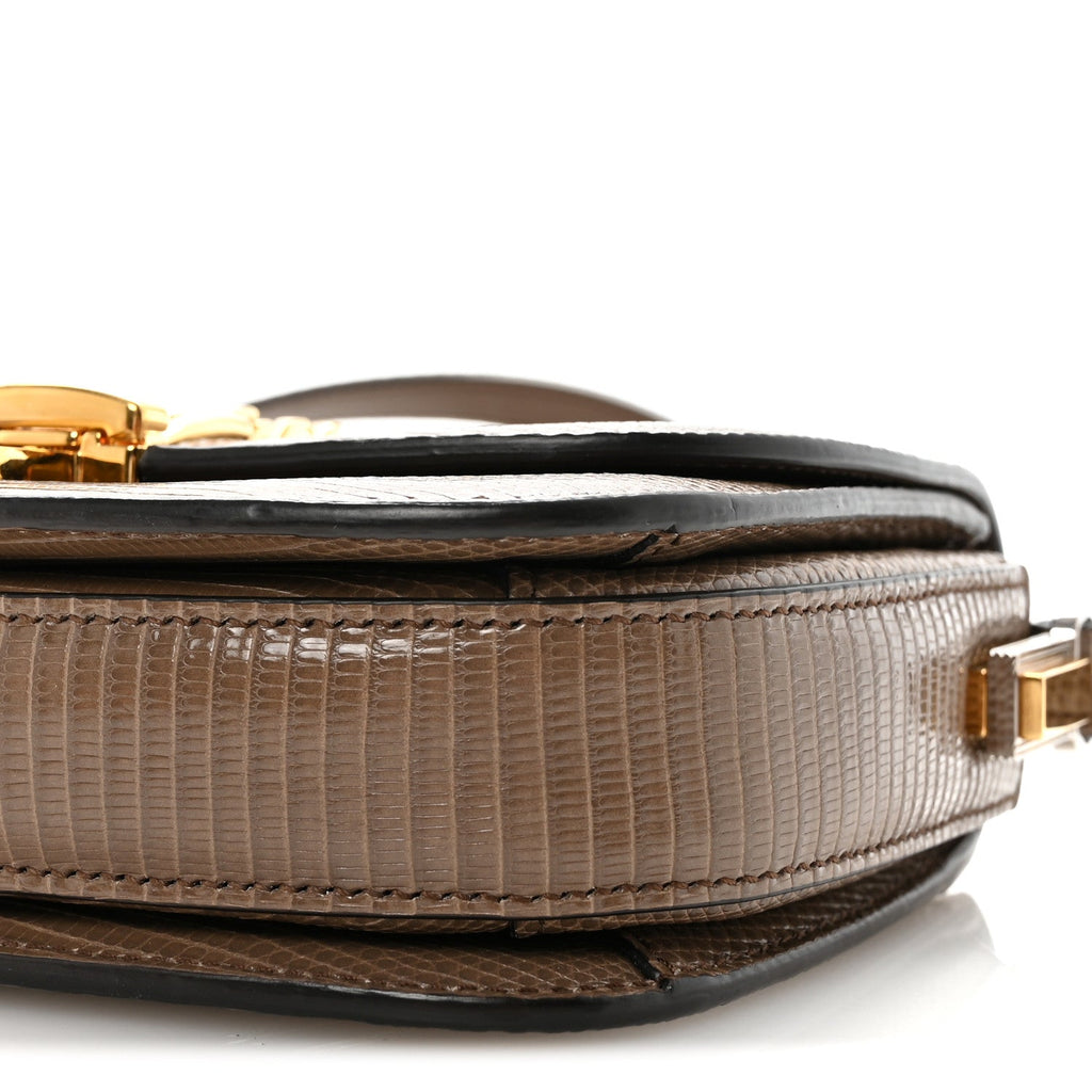 Gucci Lizard Mini Sylvie 1969 Messenger Bag Taupe