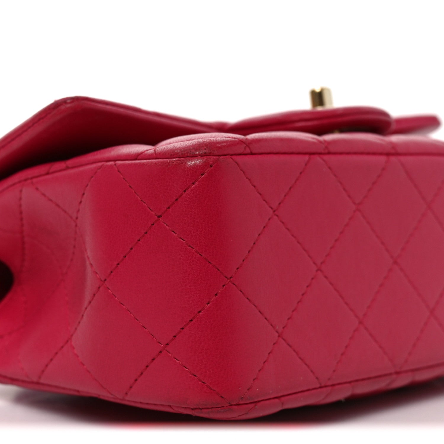 Chanel Lambskin Quilted Mini Top Handle Rectangular Flap Dark Pink
