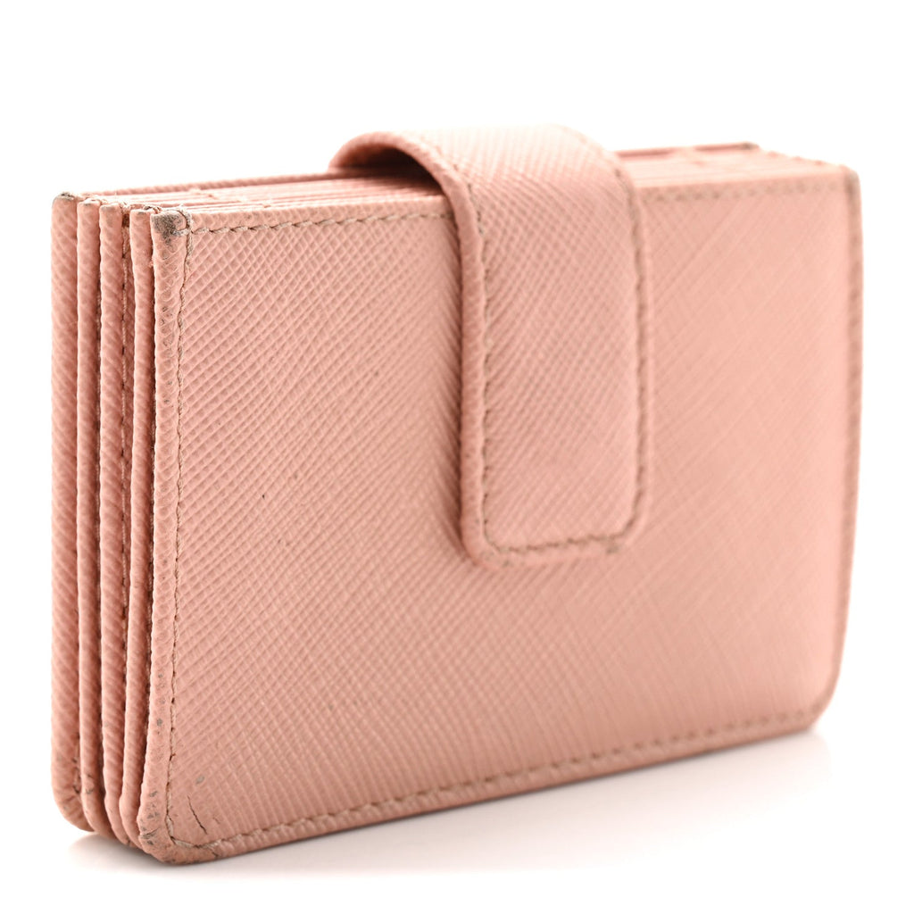 Prada Saffiano Metal Gusseted Card Holder Orchidea