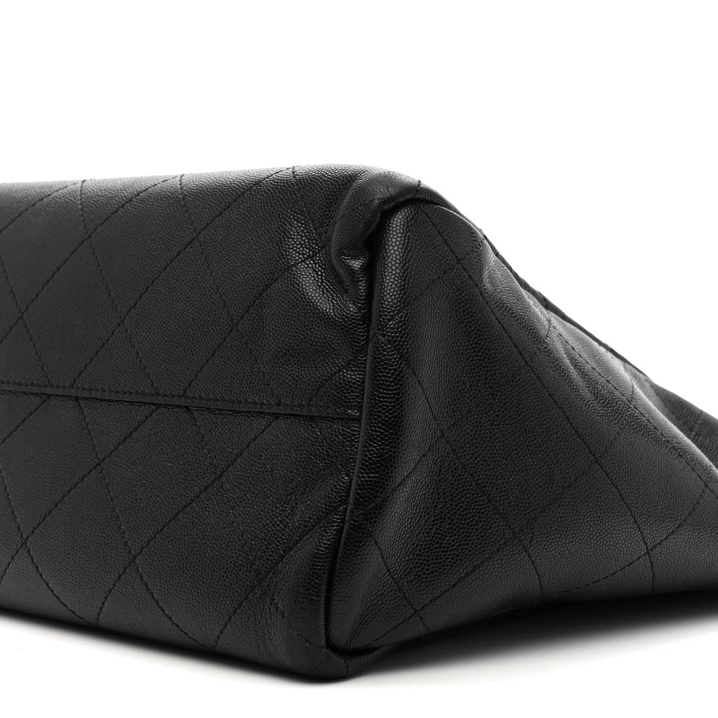 Chanel Caviar Stitched Large Lady Coco Shopping Tote Black