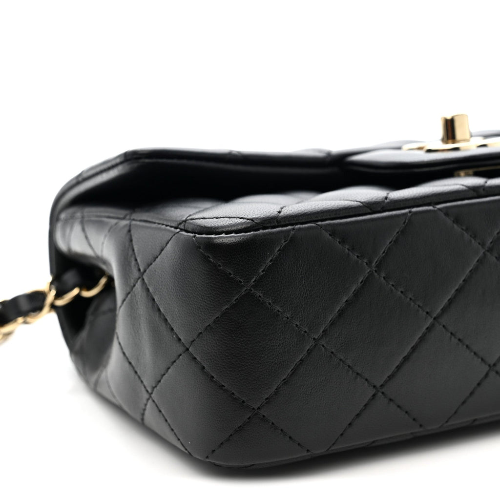 Chanel Lambskin Quilted Mini Rectangular Flap Black