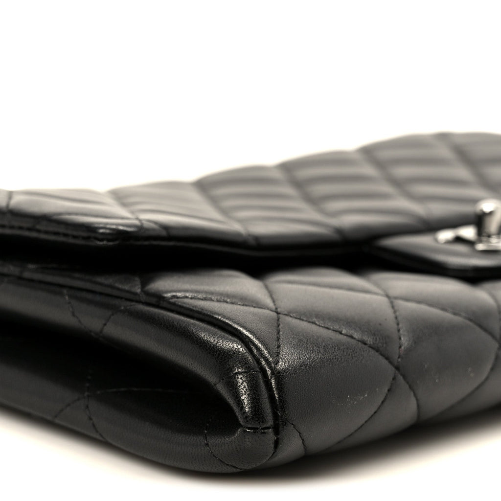 Chanel Lambskin Quilted Clutch With Chain Flap Black