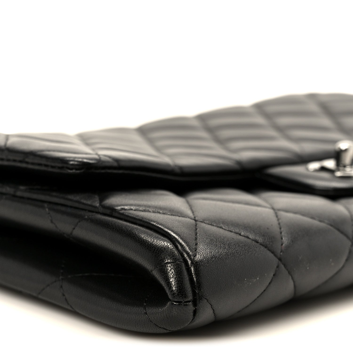 Chanel Lambskin Quilted Clutch With Chain Flap Black