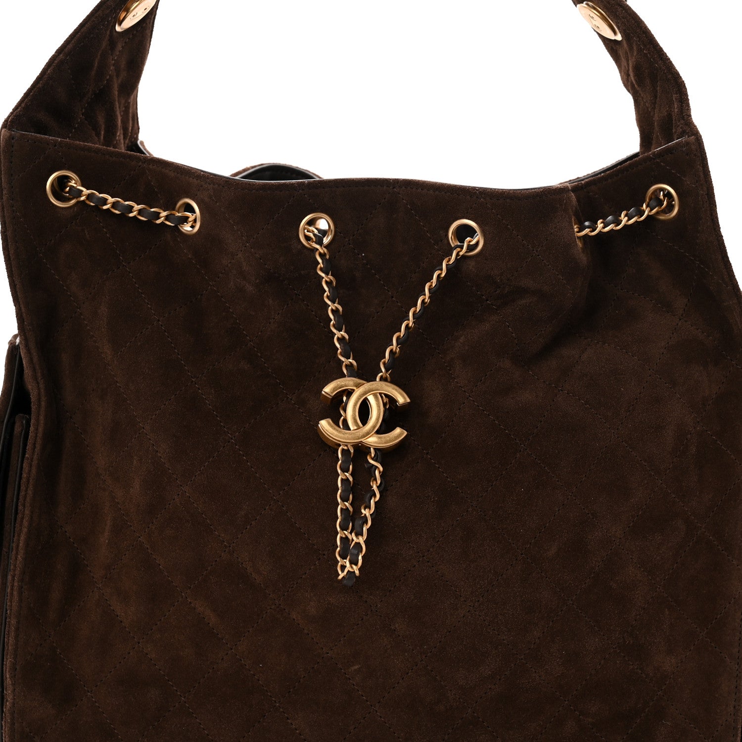 Chanel Suede Quilted Medium Chanel 25 Handbag Dark Brown
