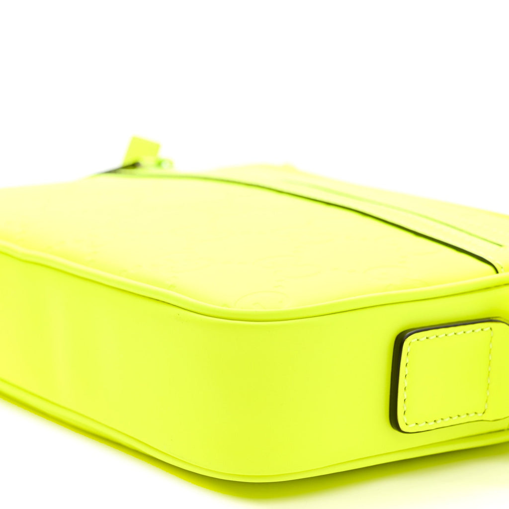 Gucci Rubber Effect Monogram GG Crossbody Bag Fluorescent Yellow