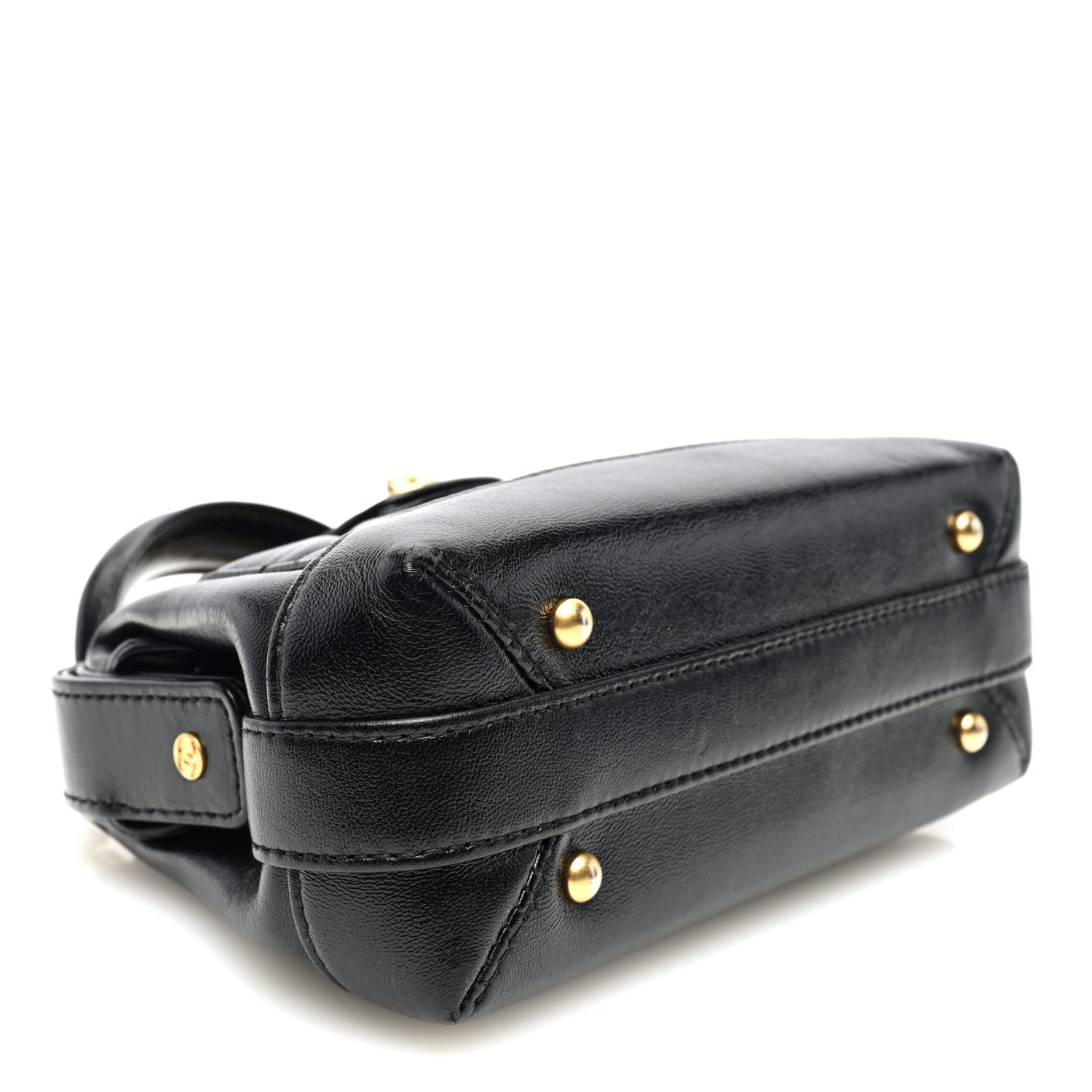 Chanel Shiny Lambskin Quilted Mini Cocodoc Top Handle Bag Black