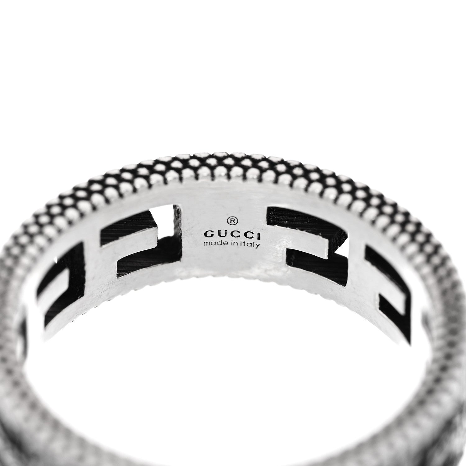 Gucci Sterling Silver Wide Square G Band Ring 57 8