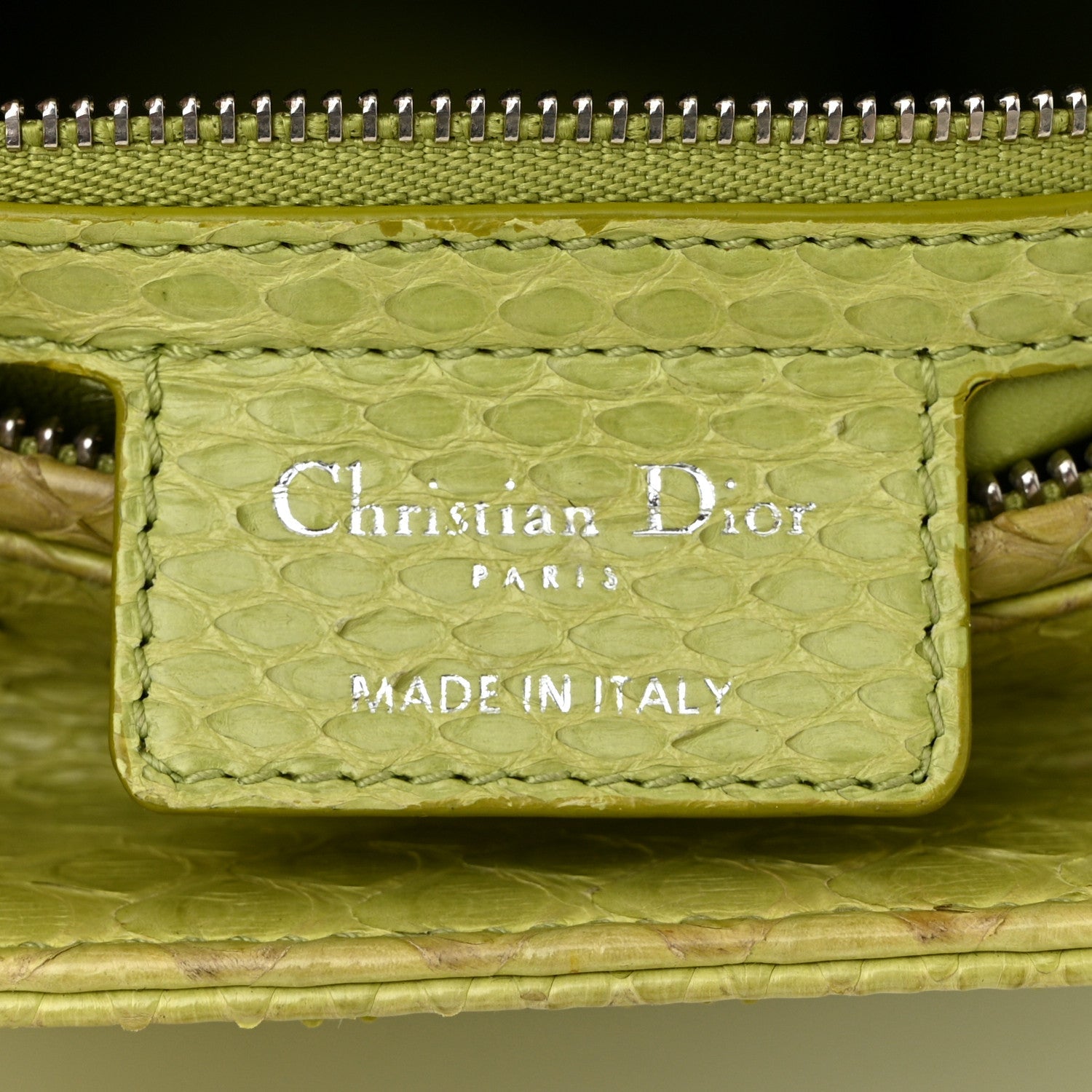 Christian Dior Snakeskin Medium Lady Dior Green