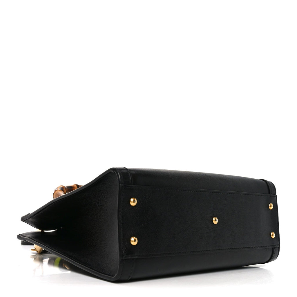Gucci Calfskin Small Diana Tote Bag Black Yellow Fluo