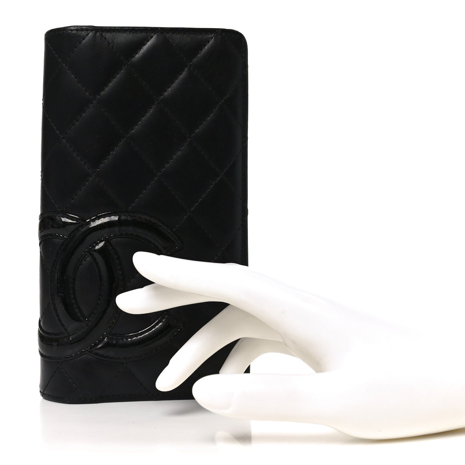 Calfskin Quilted Cambon Yen Wallet Black