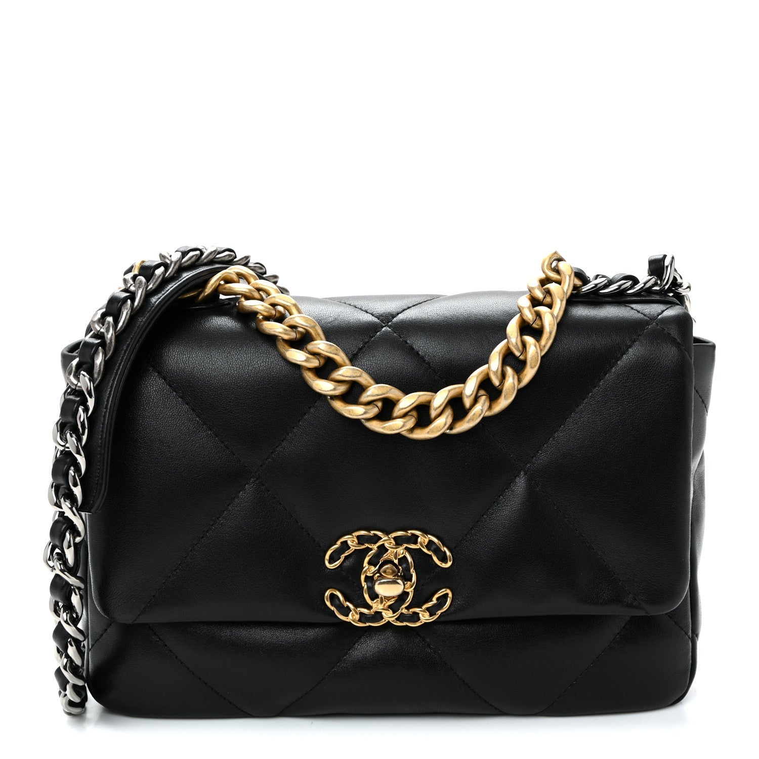 Chanel Lambskin Quilted Medium Chanel 19 Flap Black