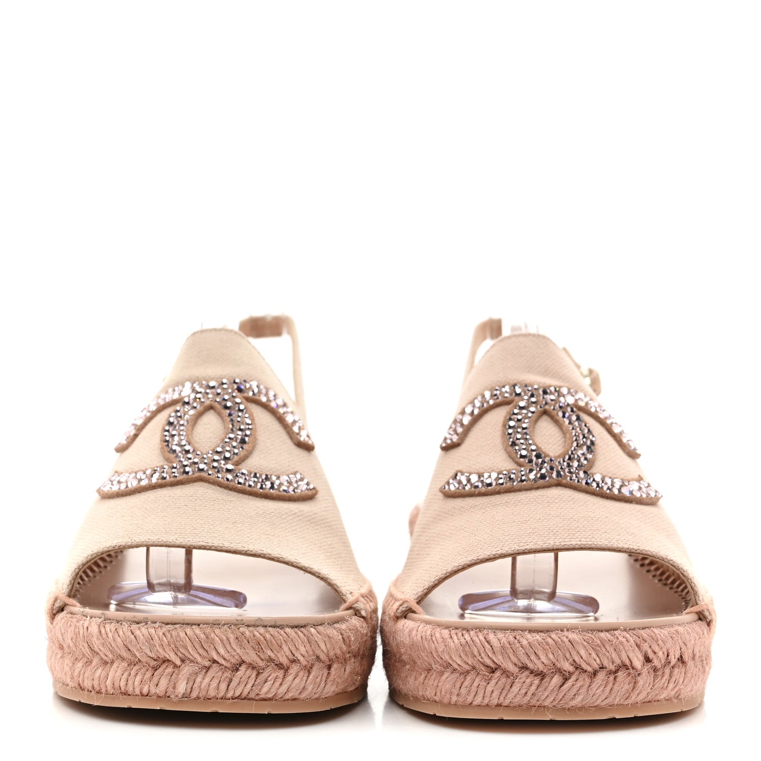 Canvas Strass CC Espadrille Slingback Sandals 38 Pink